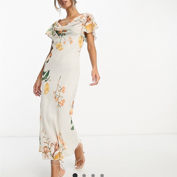 Floral Cowl Neck Dress - Picture 1 of 11